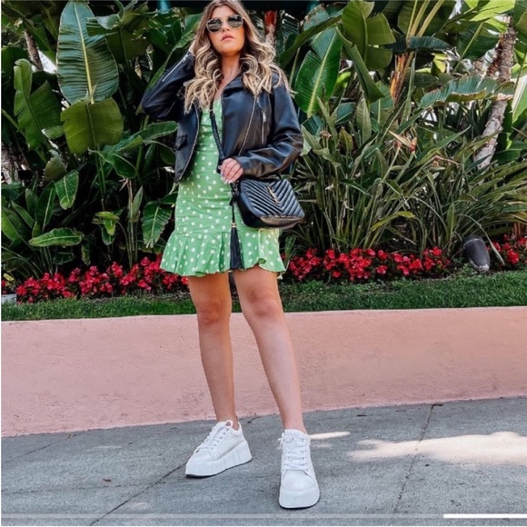 BLOGGERS FAV ZARA POLKA DOT PRINT LINEN BLEND SUMMER DRESS size S - Picture 3 of 11